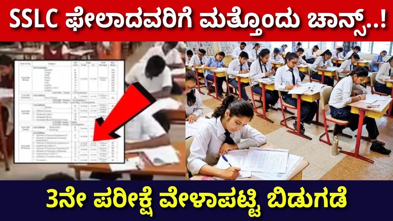 Karnataka SSLC Exam 3 time table